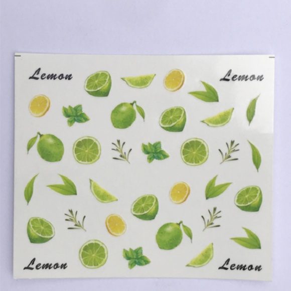💐4/$16💐 KID SIZE Lemon Lime Nail Decals - Picture 2 of 3